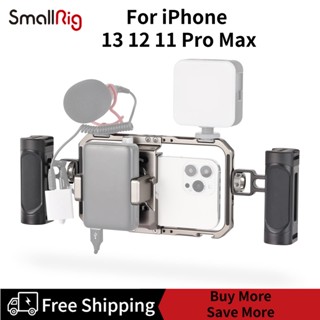 SmallRig Phone Video Rig Universal Video Phone Stabilizer for iPhone 13 12 11 Pro Max with Dual Handles and Power Holder Phone Cage 3609