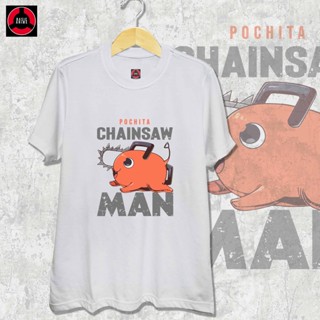 เสื้อผู้ชายเท่ เสื้อยืด Chainsaw Man - Pochita Chainsaw Devil Shirtเสื้อยืด_59