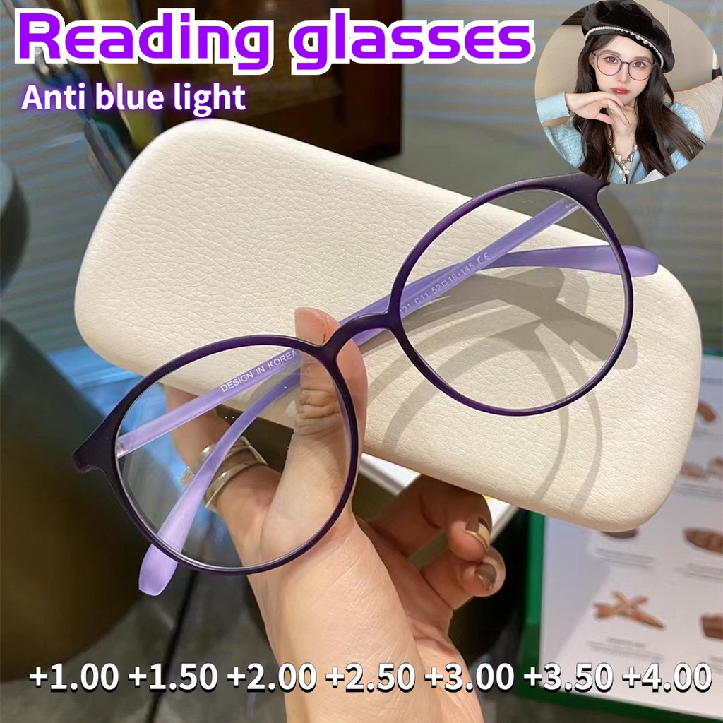 แว่นตาอ่านหนังสือ ป้องกันแสงสีฟ้า เลนส์ใส ป้องกันรอยขีดข่วน สายตายาวแฟชั่นสําหรับผู้หญิง