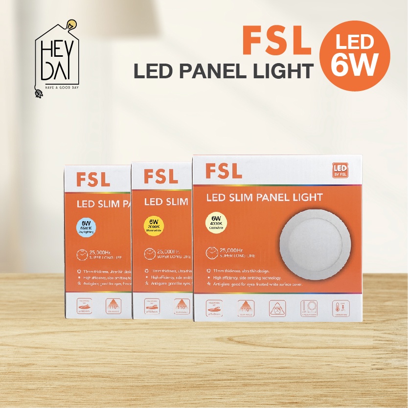 ดาวน์ไลท์ฝังฝ้าหน้ากลม FSL LED Slim Panel Light / โคมไฟเพดานดาวน์ไลท์ FSL รุ่น Slim Panel Light ทรงก