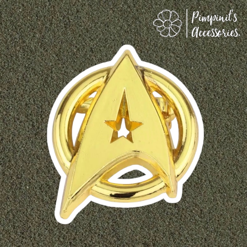 ʕ •ᴥ•ʔ ✿ พร้อมส่ง : เข็มกลัดลายสัญลักษณ์สตาร์ เทรคสีทอง | Gold Star Trek Symbol Enamel Brooch Pin.