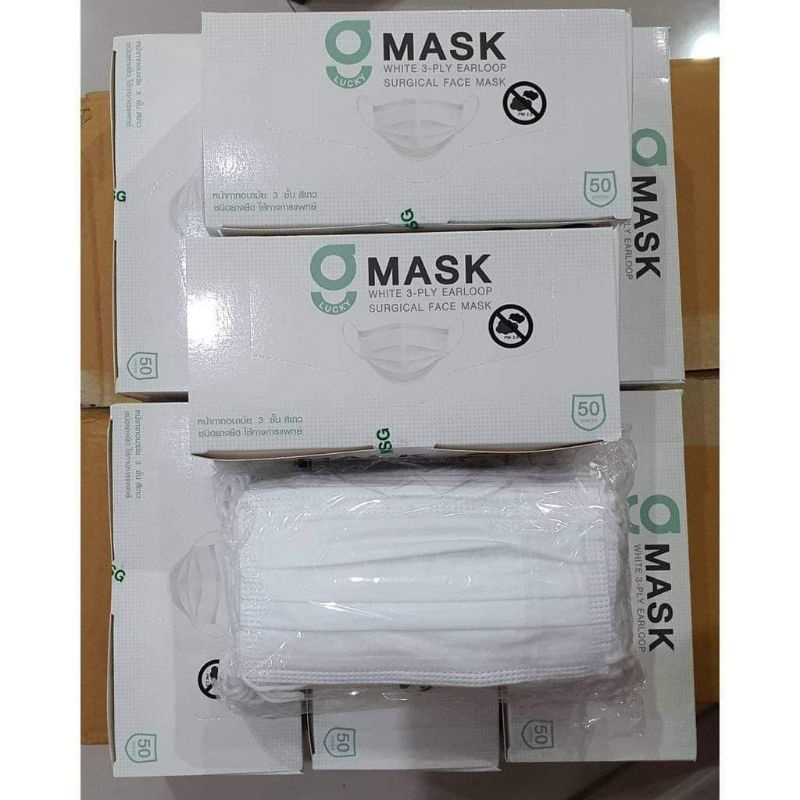 G-Lucky Mask หน้ากากอนามัยสีขาว แบรนด์ KSG. งานไทย 3 ชั้น (ขายยกลัง 20 กล่อง)
