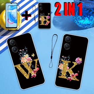 2 IN 1 เคสโทรศัพท์ VIVO Y02s พร้อมกระจกนิรภัยกันรอยหน้าจอ เซรามิค แบบโค้ง ฟิล์มนิรภัย ลายตัวอักษร