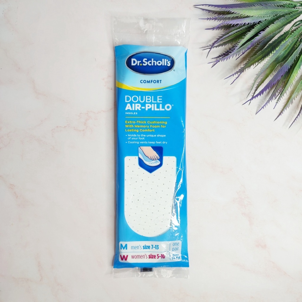 [Dr.Scholl's®] Double Air-Pillo Insoles Extra Thick Cushioning 1 Pair แผ่นรอง รองเท้า ลดแรงกระแทก