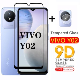 2 IN 1 ฟิล์มกระจกนิรภัยกันรอยหน้าจอ HD กันรอยหน้าจอ สําหรับ Vivo Y02 Y 02 Y02S VivoY02