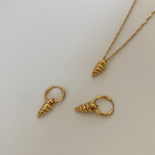 imean.store - Cream horn earring and necklace | เครื่องประดับต่างหูและสร้อยงานไทเทเนี่ยม