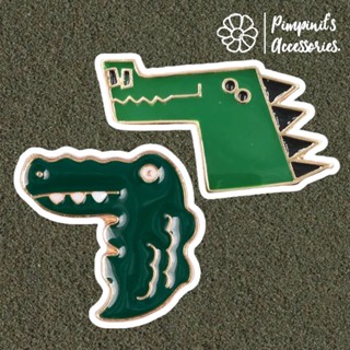 🇹🇭 พร้อมส่ง : 🐊 เข็มกลัดเซ็ทจระเข้สีเขียว | Green Crocodile Enamel Brooch Pin Set.