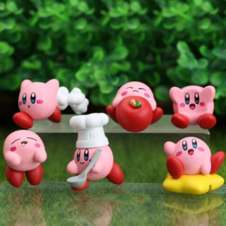 6 PCS Kirby Mini Figure Set Car Doll Cake Baking Ornament Anime Model Gift