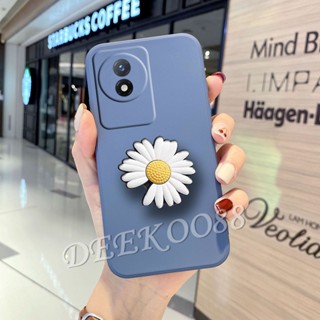 เคสโทรศัพท์มือถือ Tpu แบบนิ่ม ลายดอกเดซี่ สีเหลือง สีชมพู มีขาตั้ง สําหรับ VIVO IQOO 11 Y02 Y02S Y16 Y22 Y22S Y35 V25 Pro 5G V25e 4G