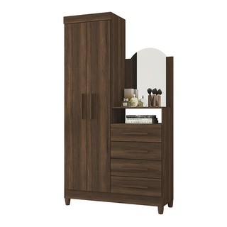 Guarda Roupa Cômoda Capri 2 Portas 4 Gavetas e Espelho