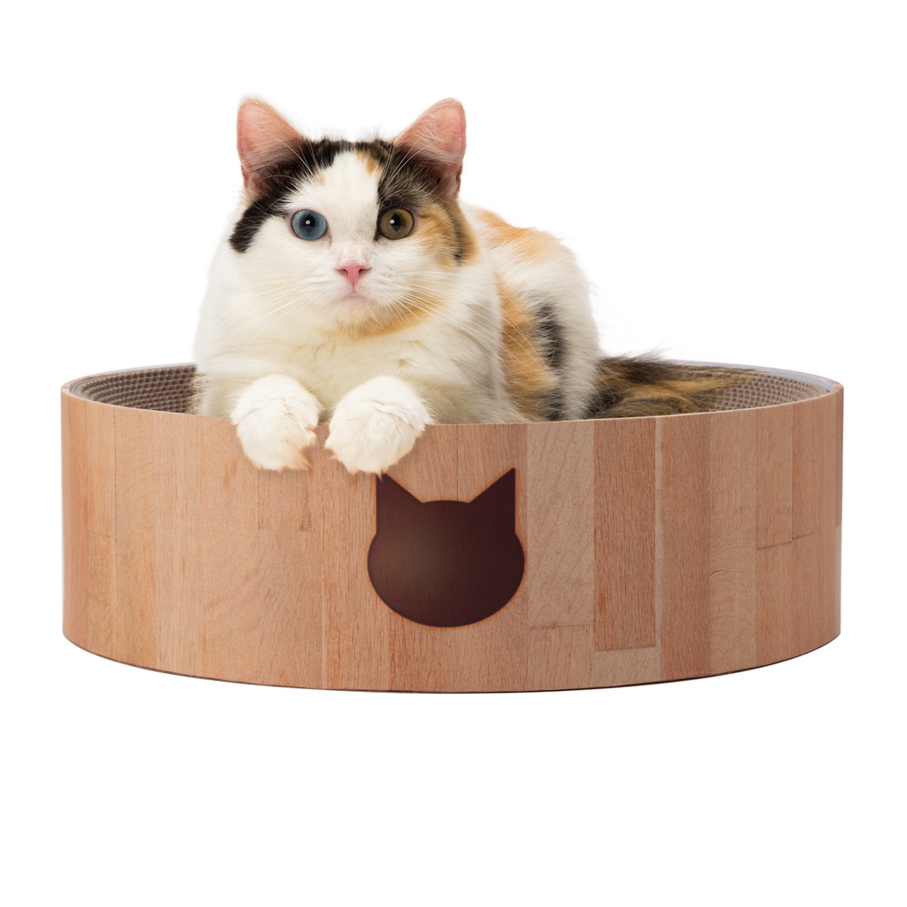NECOICHI BARIBARI BOWL LIGHT BROWN 1 PCS / ที่ลับเล็บแมวรูปทรงกลม เส้นผ่านศูนย์กลาง 40 เซนติเมตร สามารถใช้เป็นที่นอนเล่น