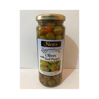 Olives green with red pepper 340g - Nicos