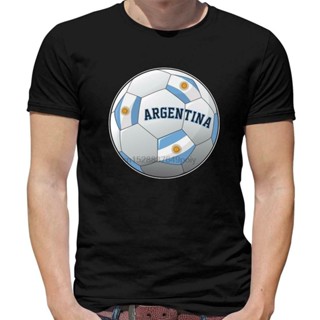 เสื้อยืดพิมพ์ลายArgentina Football Flag Mens T-Shirt Argentine - Soccer - Messi