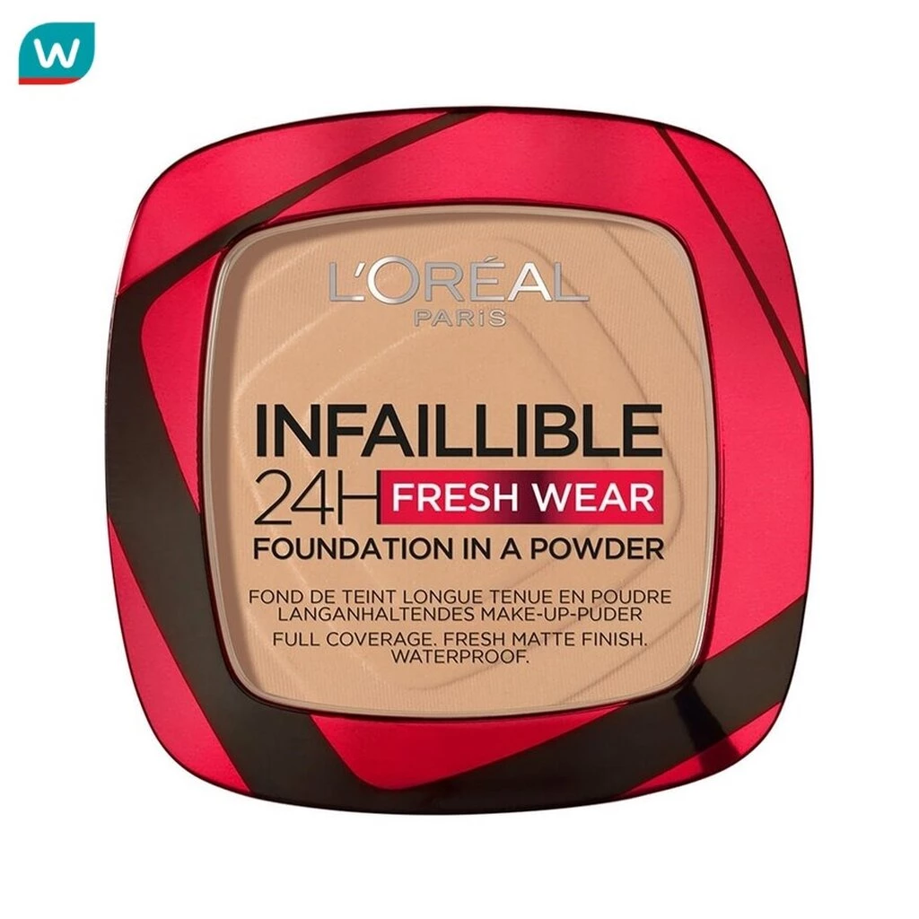 L'Oreal Makeup ลอรีอัล แป้งพัฟ อินฟอลลิเบิล 24H เฟรช แวร์ พาวเดอร์ 9ก. 140 โกลด์เด้น เบจ