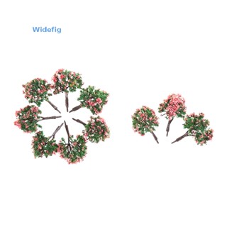 Widefig โมเดลต้นไม้ สเกล HO พร้อมดอกไม้ สีชมพู สําหรับตกแต่งบ้าน 10 ชิ้น