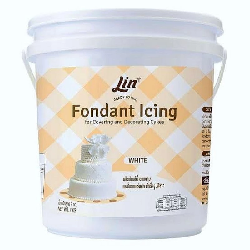 ✅ถังใหญ่ 7 กก.Lin ลินน้ำตาลคลุมเค้ก สีขาว Lin Fondant Icing (White)ขนาด7 กก.