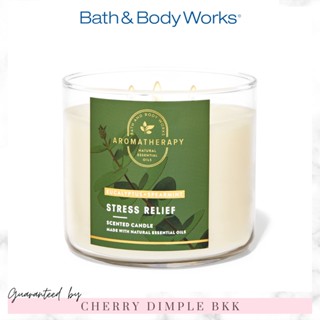 🍒ของแท้·ส่งไว·ถูก🍒BATH AND BODY WORKS เทียนหอม "Stress Relief Eucalyptus Spearmint" 3-wicks CANDLE ขนาดใหญ่ 3 หัวจุด