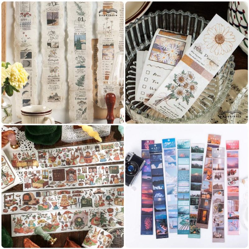 BowboShop 1ชิ้น สติ๊กเกอร์วาชิดอกไม้ย้อนยุค พร้อมส่งจากไทย