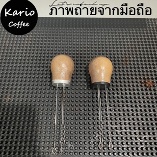 ที่เกลี่ยกาแฟ เครื่องกวนกาแฟเอสเพรสโซ่ coffee Distributor 304 steel wood needle tamper สีดำ/เงิน