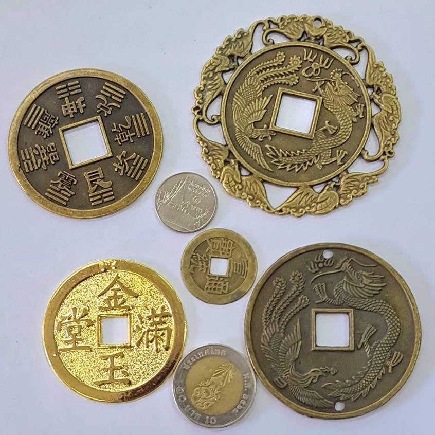 เหรียญจีน เหรียญจีนโบราณ เงินจีน นำโชคเหรียญเงิน เหรียญโลหะ เหรียญจีนใช้แก้ฮวงจุ้ย  พร้อมส่ง