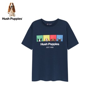 [พร้อมส่ง] เสื้อยืดแขนสั้น พิมพ์ลายตัวอักษร Hush Puppies แฟชั่นสําหรับผู้ชาย