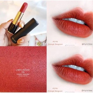 แท้ทั้งร้าน !! ลิปสติกขนาดจริง LANCOME  LABSOLU ROUGE DRAMA MATTE 196 ORANGE SANGUINE #NO BOX