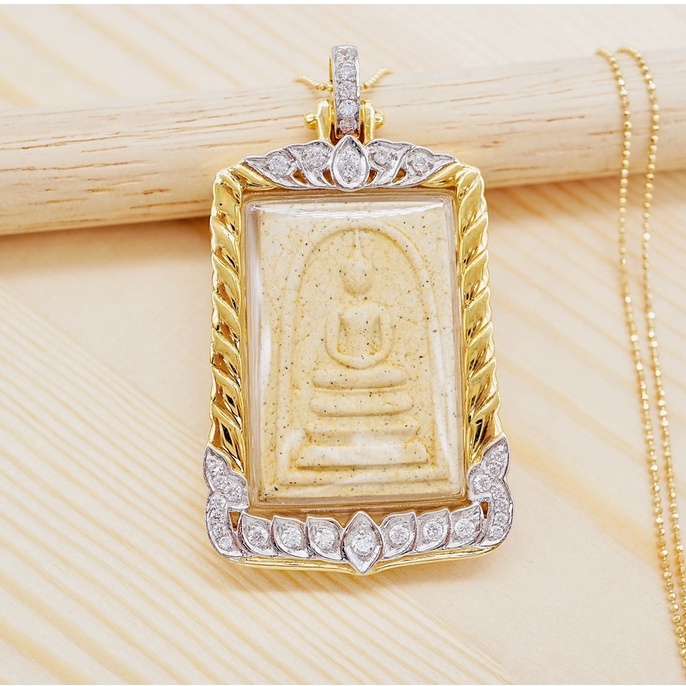 [ 📌พร้อมส่ง ] จี้พระสมเด็จวัดระฆังฯ • กรอบเงินแท้925% • ชุบทองคำแท้90% • เพชรCZ น้ำ100 • พระแท้จากวั