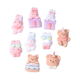 เครื่องประดับ ยางรัดผม จี้การ์ตูนหมี กระต่าย แวววาว diy สําหรับตกแต่งโทรศัพท์มือถือ