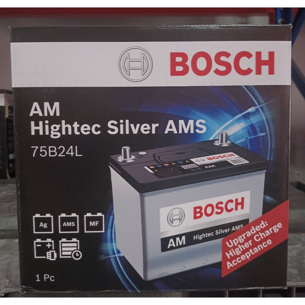 BOSCH 75B24L Hightec Silver AMS# รับประกัน15เดือน#แบตเตอรี่แห้ง# 55แอมป์ #แบตเตอรี่รถยนต์#รองรับ AMS