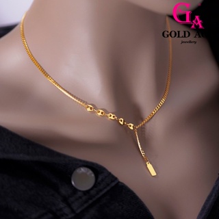 Ga พร้อมส่ง เครื่องประดับ สร้อยคอทองคํา 24K ขนาดเล็ก หรูหรา เรียบง่าย สําหรับผู้หญิง