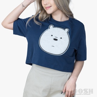 DOSH WOMENS CROPPED TOPS WE BARE BEARS เสื้อยืดทรงครอปสั้น ผู้หญิง DBBWT1025-NV