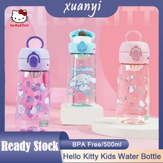 Hello Kitty Sanrio ขวดน้ําพลาสติก กันตก แบบพกพา ลายการ์ตูน Tritan 500 มล. ไร้ BPA สําหรับเด็กนักเรียน