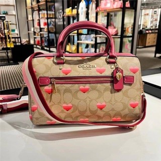 Coach Rowan Satchel In Signature Canvas With Stripe Heart Print