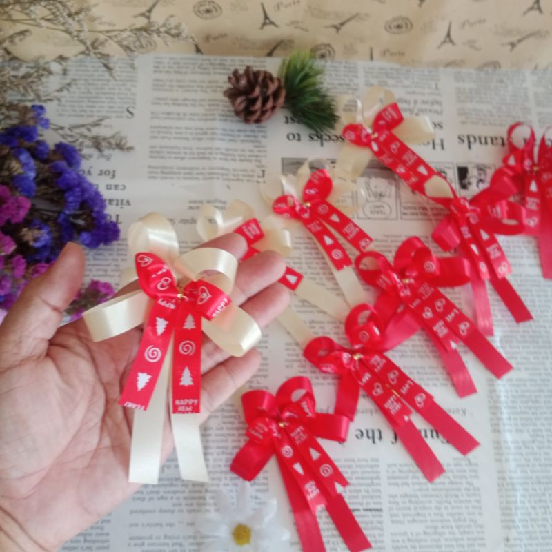 โบว์ติดของขวัญ🎁โบว์ติดของขวัญปีใหม่ โบว์ริบบิ้นติดของขวัญ🎀  congratulations 8*10cmพรรค - รูปที่ 7