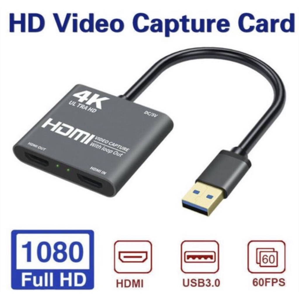 4K 60Hz เอชดีเอ็มไอ HD Video Capture Card ทีวีLoop 1080P เกมการบันทึกแผ่นที่ถ่ายทอดสดกล่อง USB 3.0