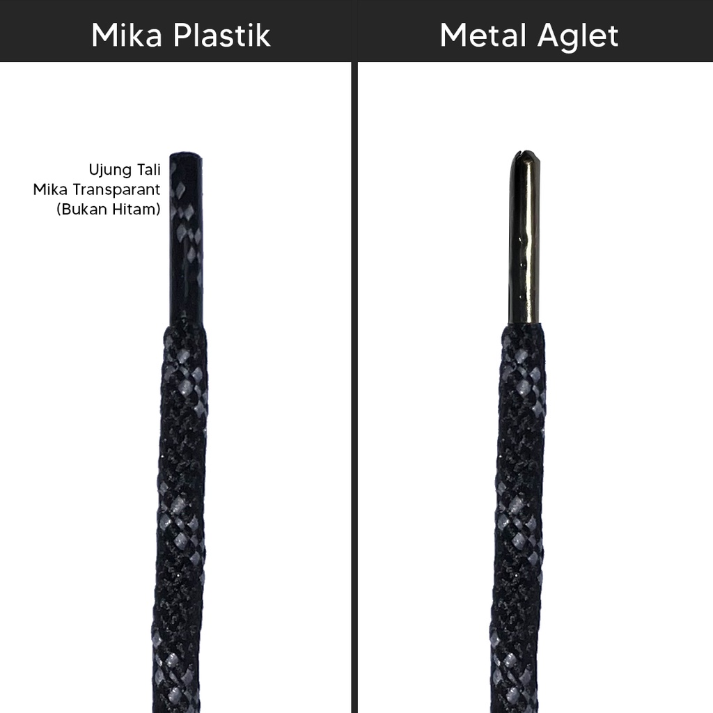 Hitam Mr Shoelaces HK01 Cool Black (สีดํา) Motif เชือกผูกรองเท้าเดินป่า 4-5 มม.90 ซม.100 ซม.120 ซม.130 ซม.150 ซม.180 ซม.200 ซม.