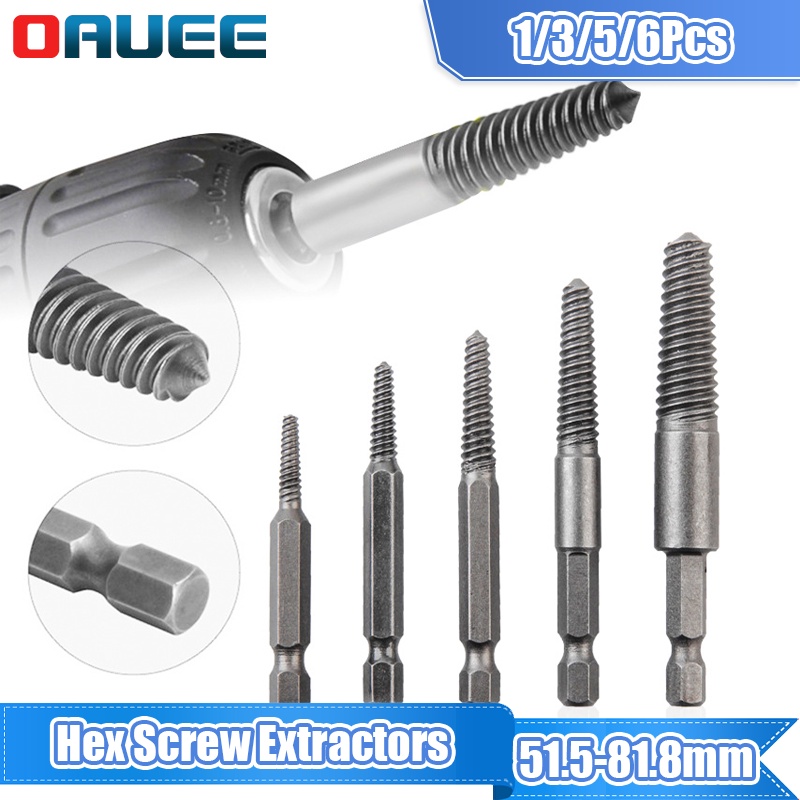 5pcs Hex Screw Extractors Tool Broken Damaged Screw Extractor Drill Bit