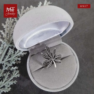 MT แหวนเงินแท้ รูปใบไม้ งานรมดำ ไซส์: 51, 56 Solid 925 Sterling Silver Leaf Ring (sr417) MT Jewelry มณีธารา