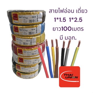 สายไฟ VSF THW(f) Thaiunion ยาว100ม เบอร์ 1*1.5,2.5สายคอนโทรล สายทองแดงฝอย สายไฟอ่อน สายเดี่ยว สายไฟเส้นเดี่ยวแบบอ่อน