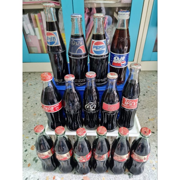 ของสะสม ขวดเก่า coke และ pepsi 15 ขวด มี set limited 1995