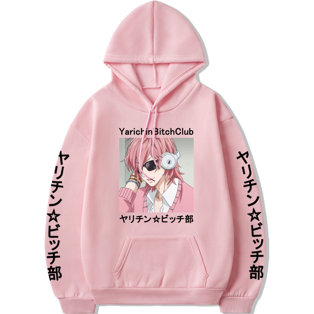 อะนิเมะ Yarichin Club Ayato Yuri Kawaii Hoodies ผู้หญิง Plus ขนาดสีชมพู Anime Hoodie Harajuku Hoodie