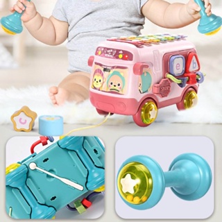puzzle eight-tone hand knock piano baby two-in-one bus musical instrument infant baby toys