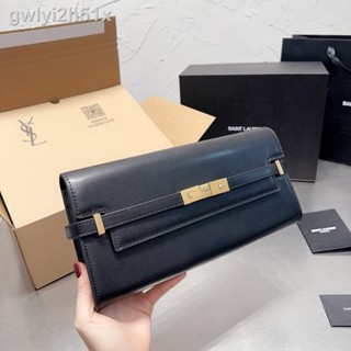 ☊[พร้อมกล่อง] YSL Saint Laurent Classic Manhattan Clutch Cowhide