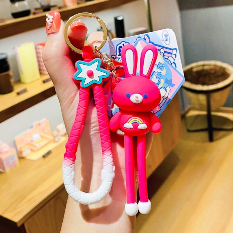 🐰พวงกุญแจ YS105 กระต่ายน่ารัก ขายาว สีรุ้ง ยืดหยุ่น เหมาะกับของขวัญ ห้อยกระเป๋า/ห้อยกุญแจ 🐰พร้อมส่ง🐰