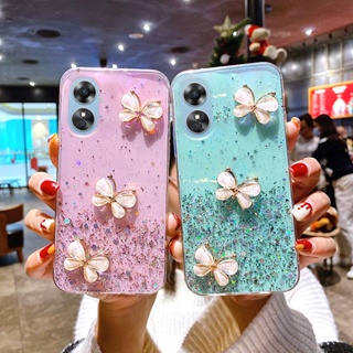 เคส OPPO A17K A17 Reno8 Z Reno7 Z Reno6 Z pro 5G เคสคริสตัล ผีเสื้อ กลิตเตอร์ ใส นิ่ม เคสโทรศัพท์ OPPO A17K เคสซิลิโคน