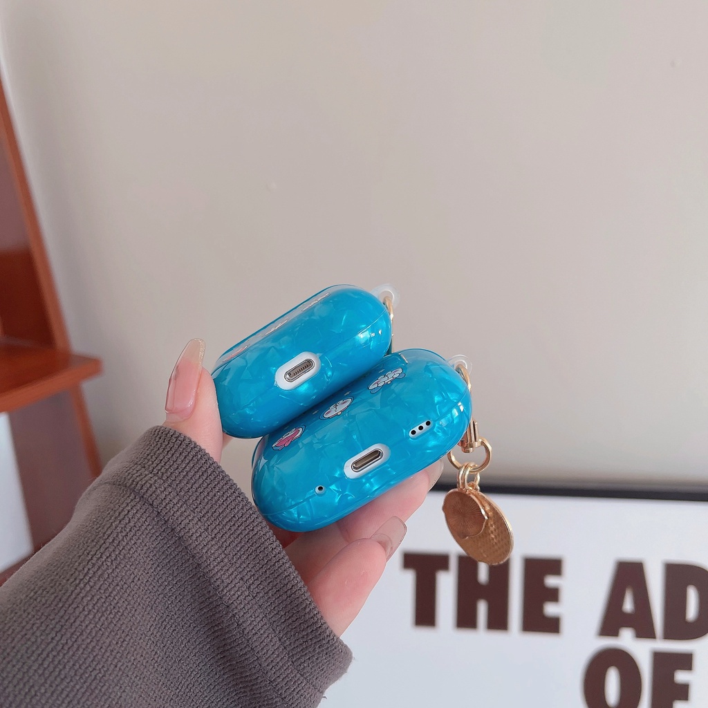 เคสหูฟังบลูทูธไร้สาย ซิลิโคน Tpu นิ่ม แบบใส กันกระแทก ลายโดราเอมอน หินอ่อน แวววาว เรียบง่าย สําหรับ AirPods 1 2 3 Pro 2 2022 - รูปที่ 7