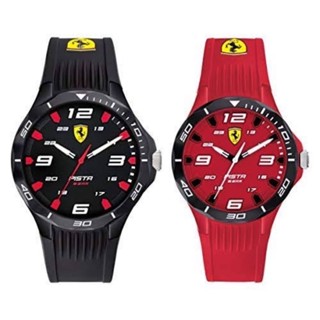 🥳SET นาฬิกาคผู้ชาย /หญิง Ferrari 0870047Pista Couple Set Quartz Analog Thermoplastic Case Silicone Strap Watch