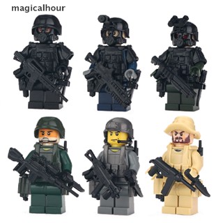 Magicalhour^^ MOC SWAT City ของเล่นตัวต่อฟิกเกอร์ทหาร ขนาดเล็ก