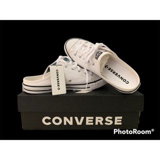 <NEW>รองเท้าผ้าใบ เปิดส้น Converse All Star สีขาว เบอร์6(23CM)รุ่น converse chuck taylor all star dainty mule-white
