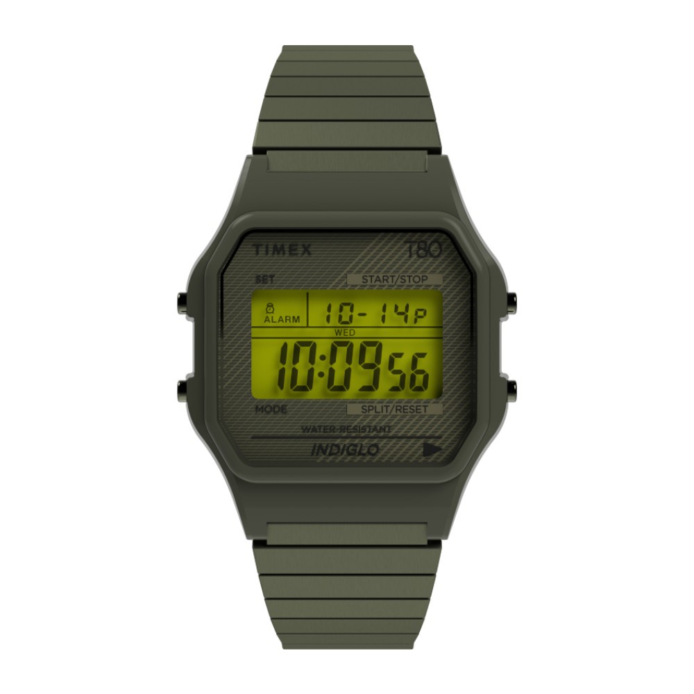Timex TW2U94000 Perfect Fit Expansion Band Olive นาฬิกาข้อมือผู้ชาย สีเขียว หน้าปัด 34 มม.